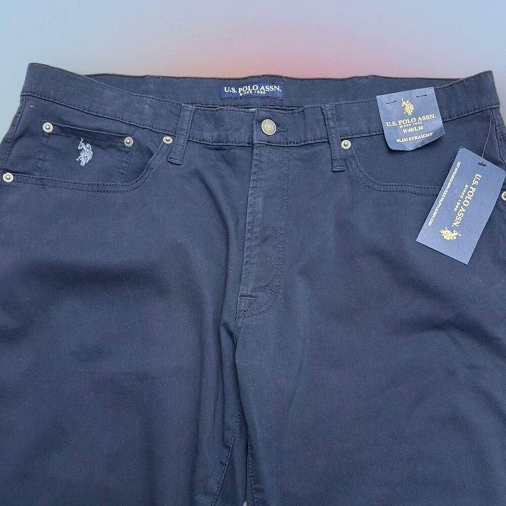 U.S. POLO ASSOCIATION Men’s 40 x 30 Blue Slim Straight Pant